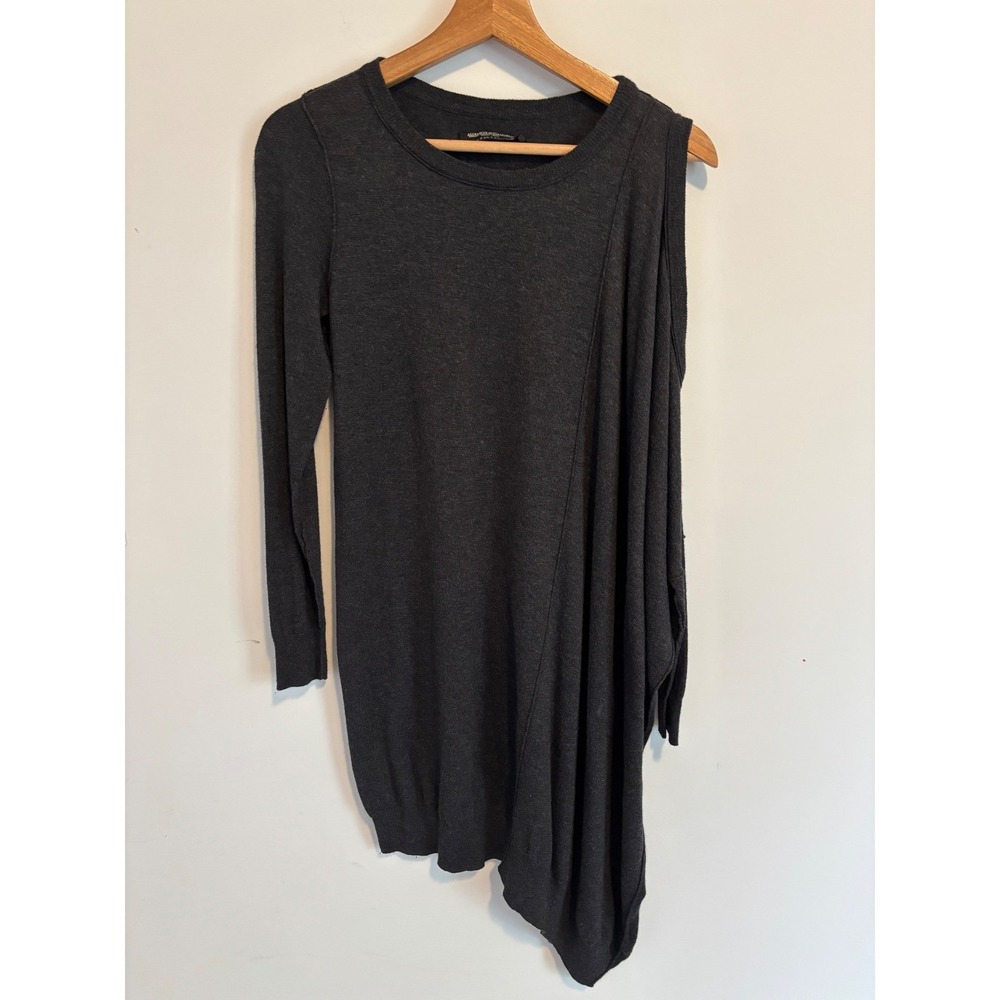 All saints Roulo Jumper Dress Grey Asymmetrical Cold Shoulder Cashmere blend sz